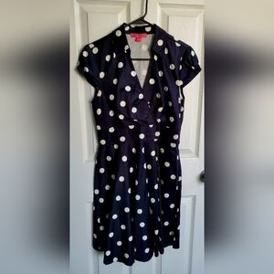 Betsey Johnson Black White Polka Dot Fit & Flare Dress Size 4 Spring Easter